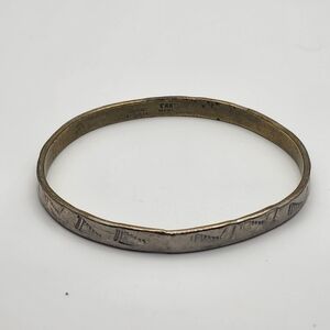 Taxco Mexico Southwestern Silver Tone Bangle Bracelet (8")